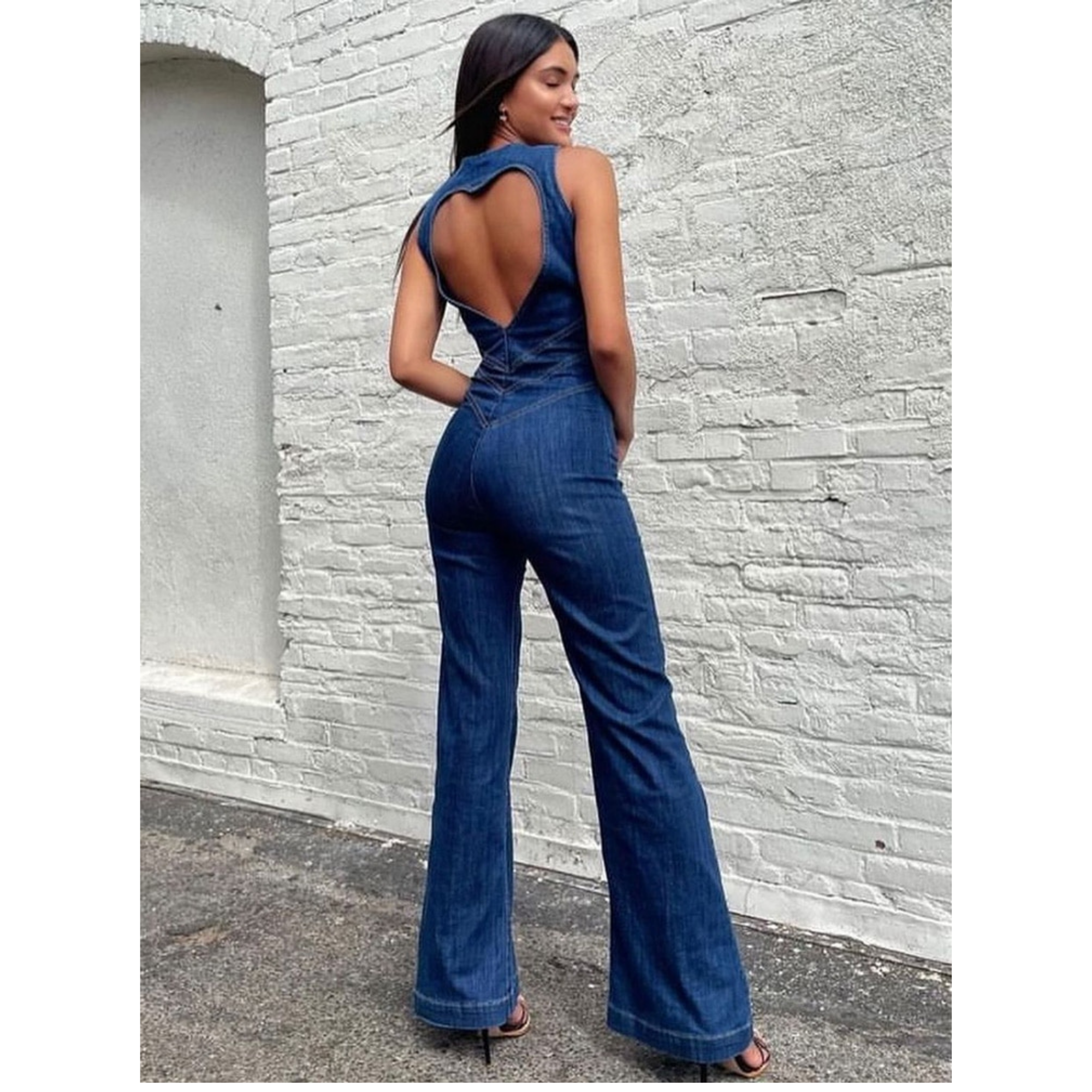 DenimDiva™️ I Rückenfreier Denim-Jumpsuit