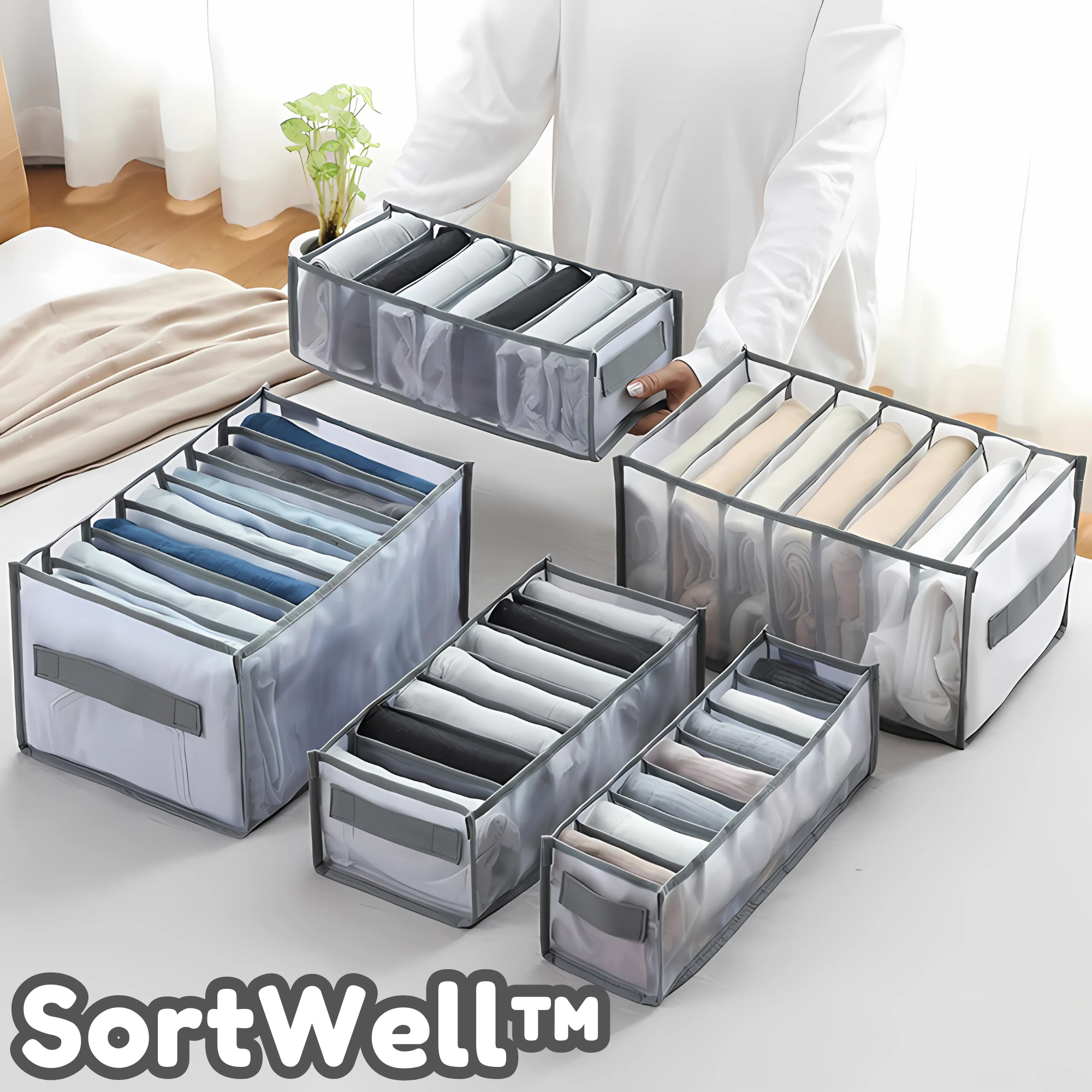 SortWell™ - 7-Fächer-Kleiderschrank-Organizer (Satz von 3)